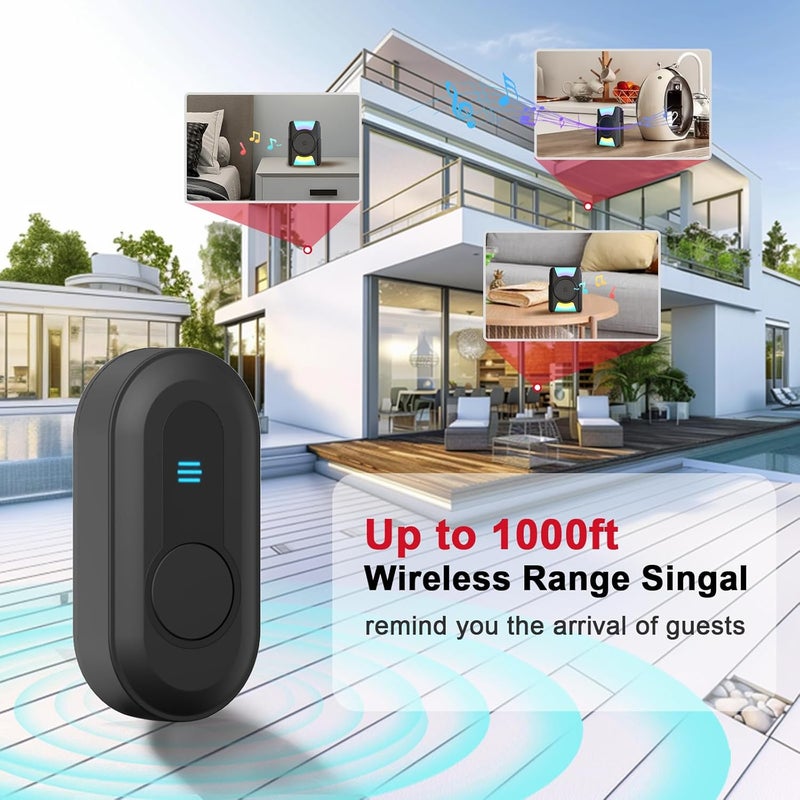CallToU Hearing Impaired Doorbell 1000ft Wireless Doorbells for Home Elderly Senior Waterproof Door bell Chimes with Mute Vibration Flash Light, 2 Push Buttons+3 Portable Receivers, 4 Modes - Image 5